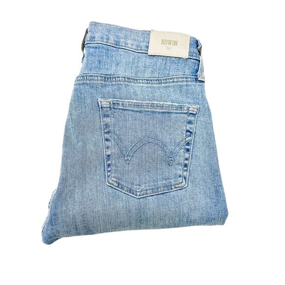 Edwin Elin Crop Halo Straight Light Wash Denim Jeans Straight Leg Size 26 - Picture 1 of 8